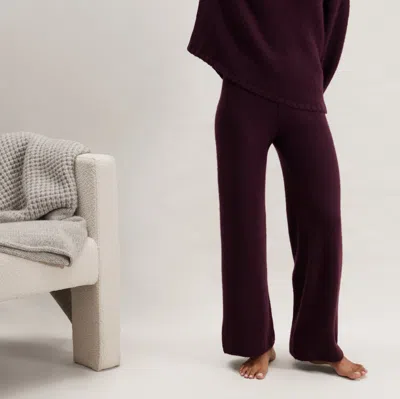 Lunya Cashmere Wool Wide Leg Pant In Burgundy