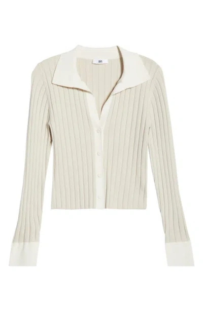 Lunya Cotton Blend Rib Cardigan In Gray