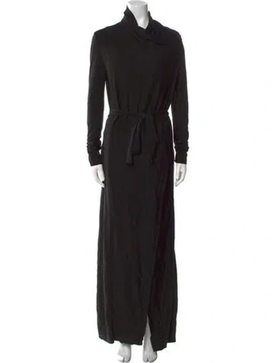 Pre-owned Lunya Cowl Neck Long Dress In Black