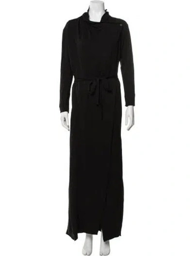 Pre-owned Lunya Cowl Neck Long Dress In Black