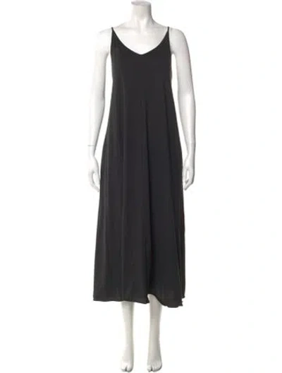 Pre-owned Lunya Cowl Neck Midi Length Dress In Black