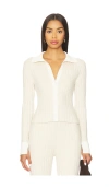 Lunya Cozy Cotton Silk Ribbed Button Up In White