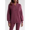 Lunya Cozy Organic Cotton Blend Pocket Henley In Brandied Plum