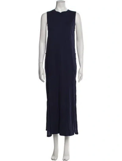 Pre-owned Lunya Crew Neck Long Dress In Blue