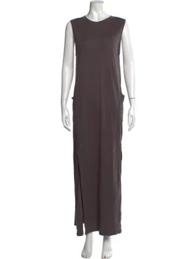Pre-owned Lunya Crew Neck Long Dress In Grey