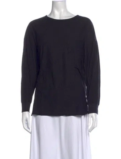 Pre-owned Lunya Crew Neck Long Sleeve Top In Black