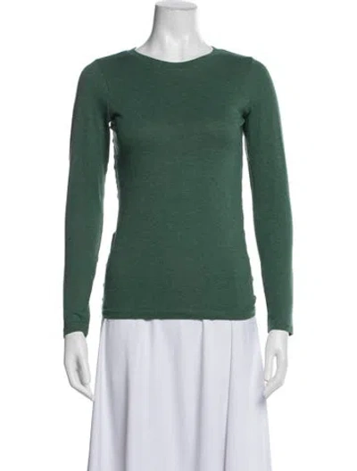 Pre-owned Lunya Crew Neck Long Sleeve Top In Green