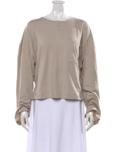 Pre-owned Lunya Crew Neck Long Sleeve Top In Neutrals