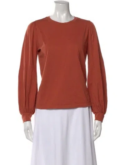 Pre-owned Lunya Crew Neck Long Sleeve Top In Orange