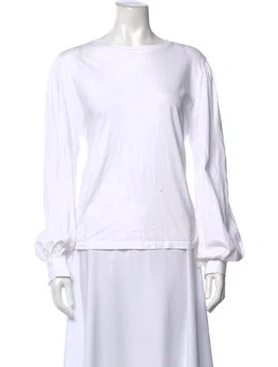 Pre-owned Lunya Crew Neck Long Sleeve Top In White