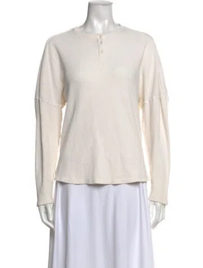 Pre-owned Lunya Crew Neck Long Sleeve Top In White