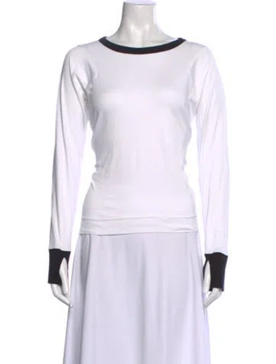 Pre-owned Lunya Crew Neck Long Sleeve Top In White