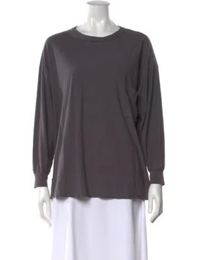 Pre-owned Lunya Crew Neck Long Sleeve T-shirt In Gray