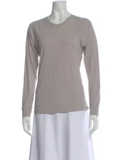 Pre-owned Lunya Crew Neck Long Sleeve T-shirt In Neutral