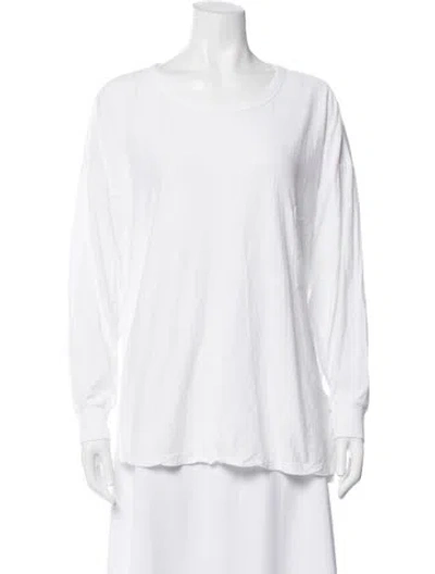 Pre-owned Lunya Crew Neck Long Sleeve T-shirt In White