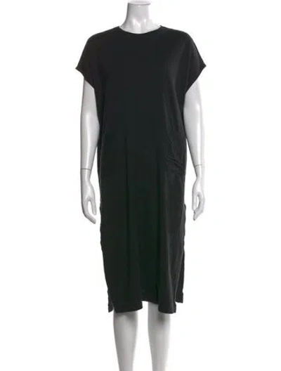 Pre-owned Lunya Crew Neck Midi Length Dress In Black