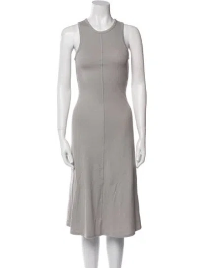 Pre-owned Lunya Crew Neck Midi Length Dress In Gray