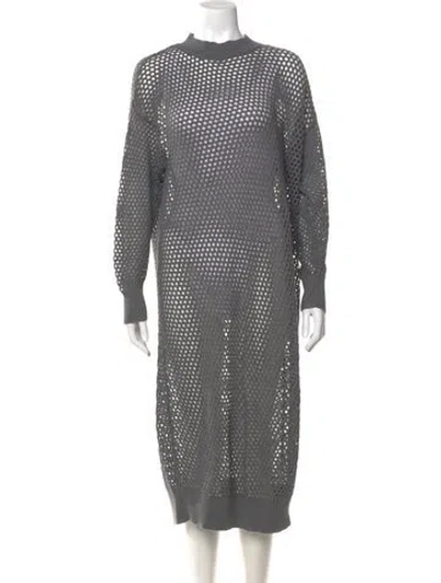 Pre-owned Lunya Crew Neck Midi Length Dress In Gray