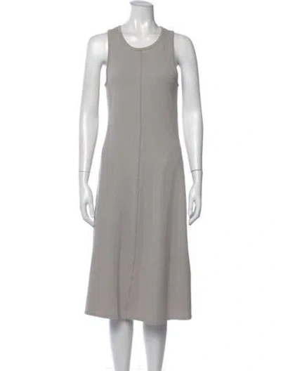 Pre-owned Lunya Crew Neck Midi Length Dress In Gray
