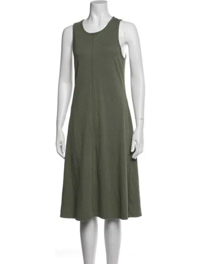 Pre-owned Lunya Crew Neck Midi Length Dress In Green