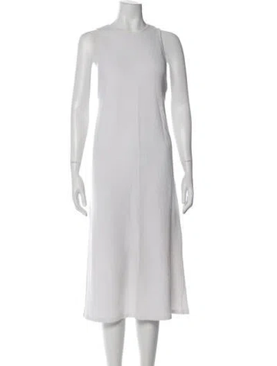 Pre-owned Lunya Crew Neck Midi Length Dress In White