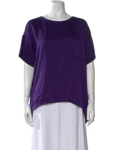 Pre-owned Lunya Crew Neck Short Sleeve Top In Purple