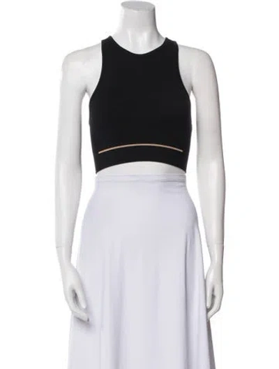 Pre-owned Lunya Crew Neck Sleeveless Crop Top In Black