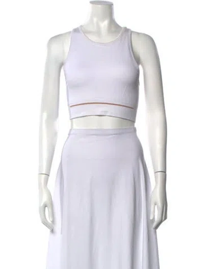 Pre-owned Lunya Crew Neck Sleeveless Crop Top In Blue