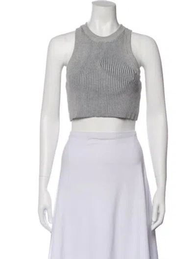 Pre-owned Lunya Crew Neck Sleeveless Crop Top In Gray