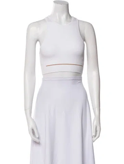 Pre-owned Lunya Crew Neck Sleeveless Crop Top In White