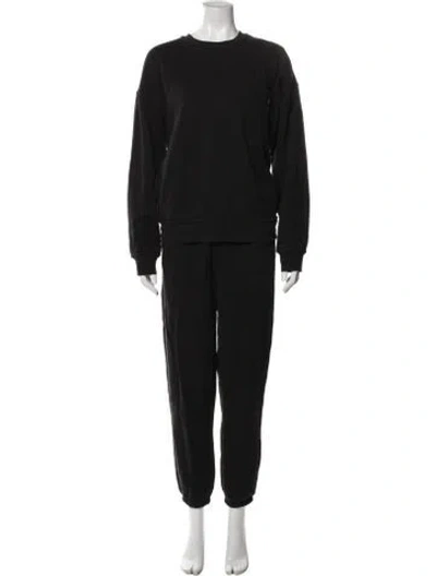 Pre-owned Lunya Embroidered Accent Tracksuit In Black