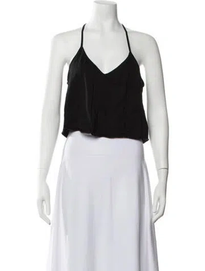 Pre-owned Lunya Halterneck Sleeveless Crop Top In Black
