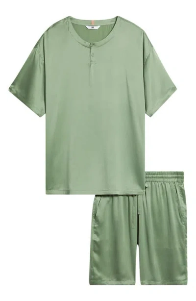 Lunya Henley Washable Silk Short Pajamas In Green