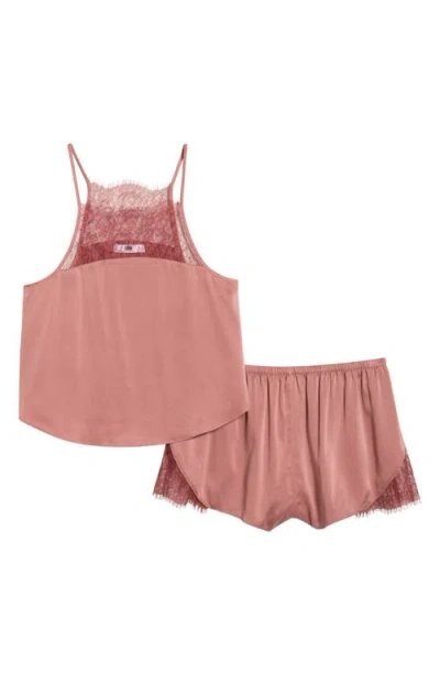 Lunya Lace Trim Washable Silk Short Pajamas In Pink