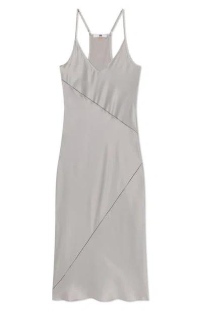 Lunya Ladder Stitch Washable Silk Slipdress Nightgown In Gray