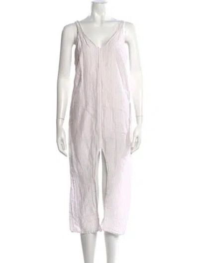 Pre-owned Lunya Linen Midi Length Dress In Neutrals