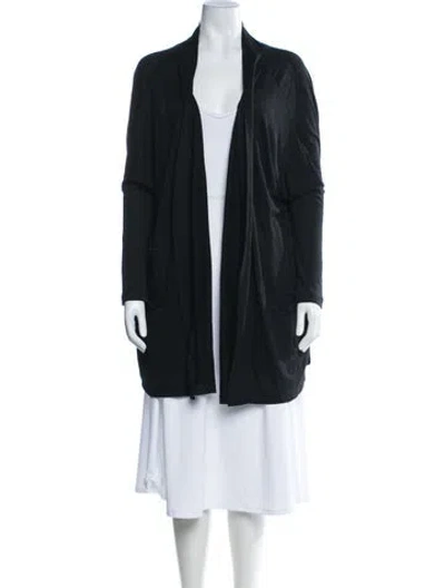Pre-owned Lunya Linen Open Front Sweater In Black