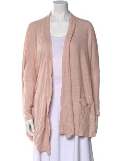 Pre-owned Lunya Linen Open Front Sweater In Pink