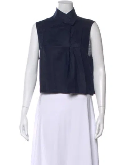 Pre-owned Lunya Linen Sleeveless Crop Top W/ Tags In Blue