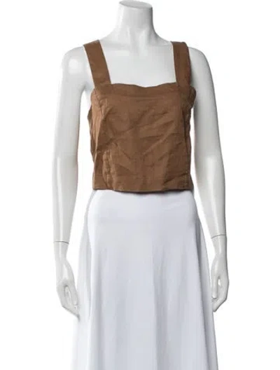 Pre-owned Lunya Linen Square Neckline Crop Top In Metallic/pink