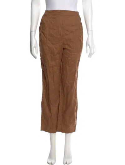 Pre-owned Lunya Linen Straight Leg Pants In Brown