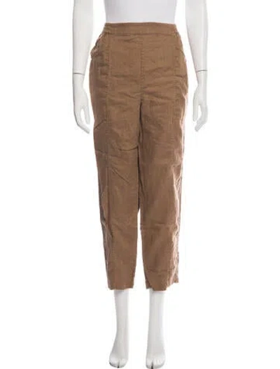 Pre-owned Lunya Linen Straight Leg Pants In Brown