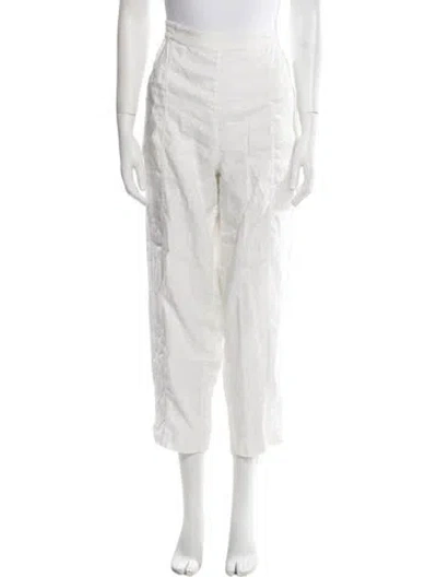 Pre-owned Lunya Linen Straight Leg Pants In White