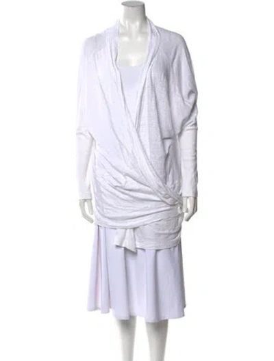 Pre-owned Lunya Linen V-neck Sweater In White