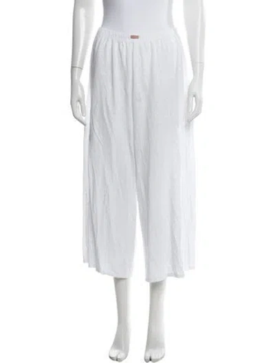 Pre-owned Lunya Linen Wide Leg Pants In White