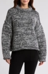 Lunya Lofty Wool Blend Whipstitch Mock Neck Sweater In Cinder Coal