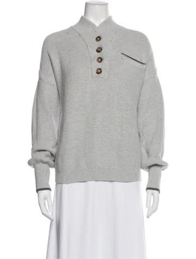 Pre-owned Lunya Mock Neck Long Sleeve Sweatshirt In Gray