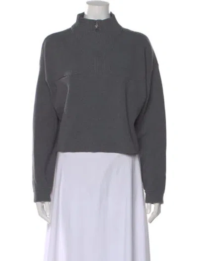 Pre-owned Lunya Mock Neck Long Sleeve Sweatshirt In Gray