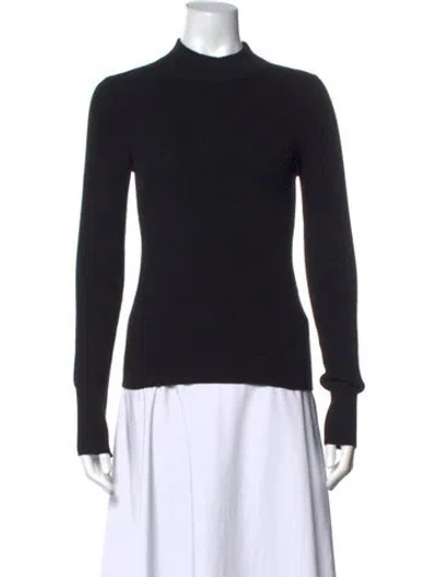 Pre-owned Lunya Mock Neck Long Sleeve Top In Black