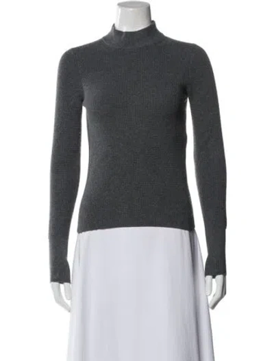 Pre-owned Lunya Mock Neck Long Sleeve Top In Gray